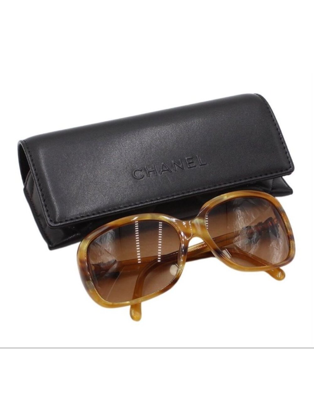 Chanel Side Ribbon Tortoiseshell Sunglasses Eyewear - Picture 2 of 9